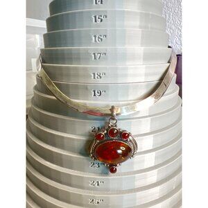 Vintage Silpada Sterling Silver Torque Choker Necklace Amber Medallion Pendant